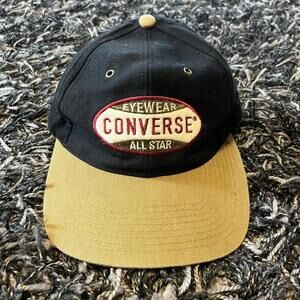 2000s Converse All Star black and yellow snapback hat.